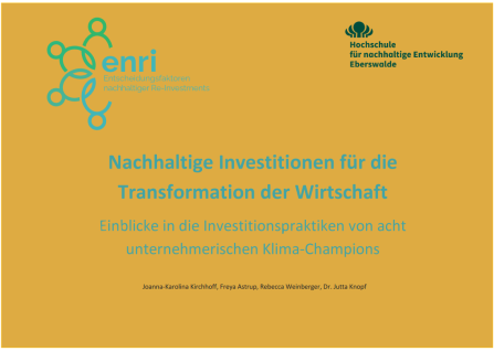 Nachhaltige Investitionen Transformation Wirtschaft