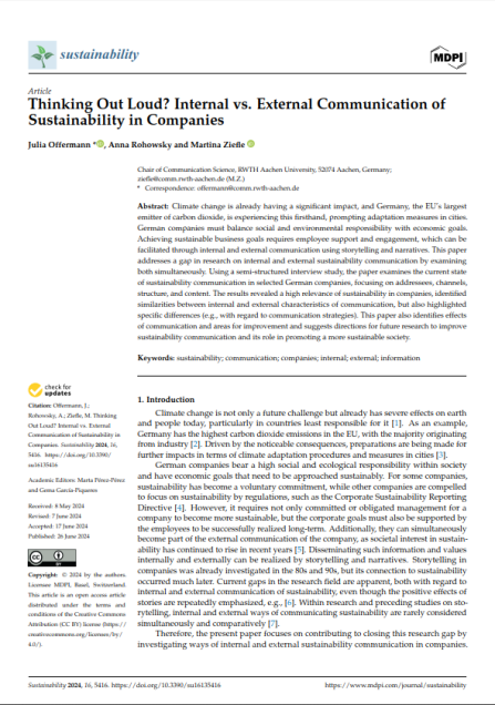 Thinking Out Loud? Internal vs. External Communication of  Sustainability in Companies